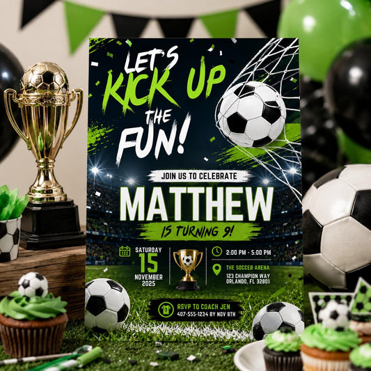 Editable Football Birthday Invitation Canva Template, Boys Kids Cute Fun DIY Sweet Chic Teen Tween Party Invite, Printable Digital Download.