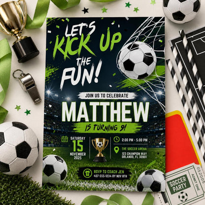 Editable Football Birthday Invitation Canva Template, Boys Kids Cute Fun DIY Sweet Chic Teen Tween Party Invite, Printable Digital Download.