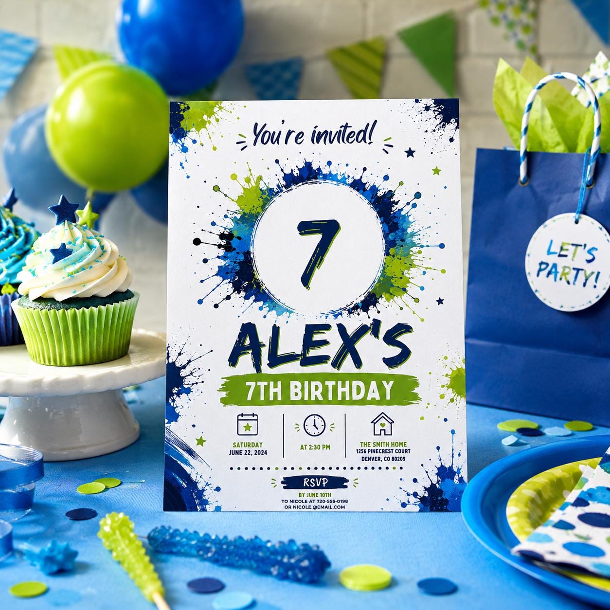 Editable Pool Birthday Invitation Canva Template, Boys Cute Modern Fun Themed Custom DIY Chic Kids Party Invite, Printable Digital Download.