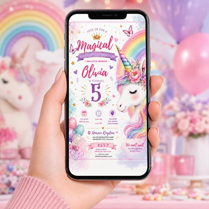 Editable Princess Birthday Invitation Canva Template, Pastel Girls Cute Modern Fun Themed DIY Chic Party Invite, Printable Digital Download.