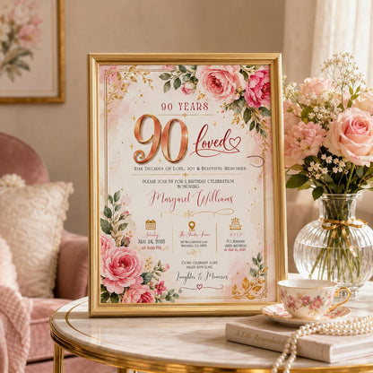 Editable Floral Birthday Invitation Canva Template, Pink Boho Girls Adult Floral Cute Fun DIY Chic Party Invite, Printable Digital Download.