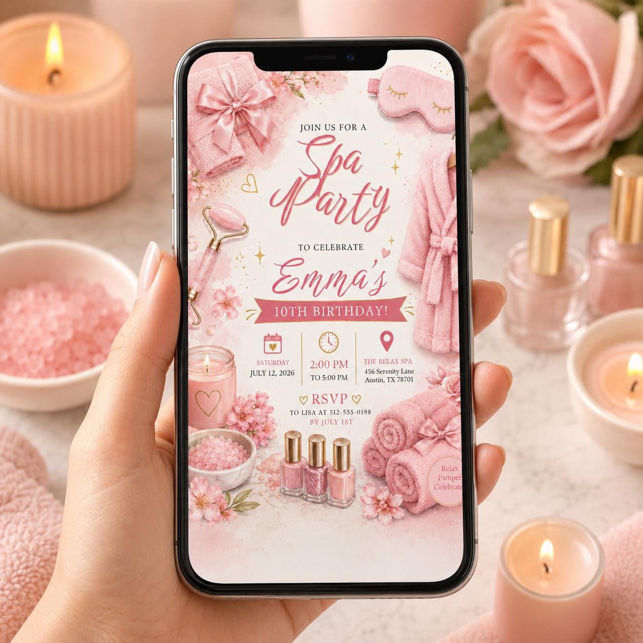 Editable Pink Bow Birthday Invitation Canva Template, Girls Kids Teens Bow Cute Fun DIY Sweet Chic Party Invite, Printable Digital Download.