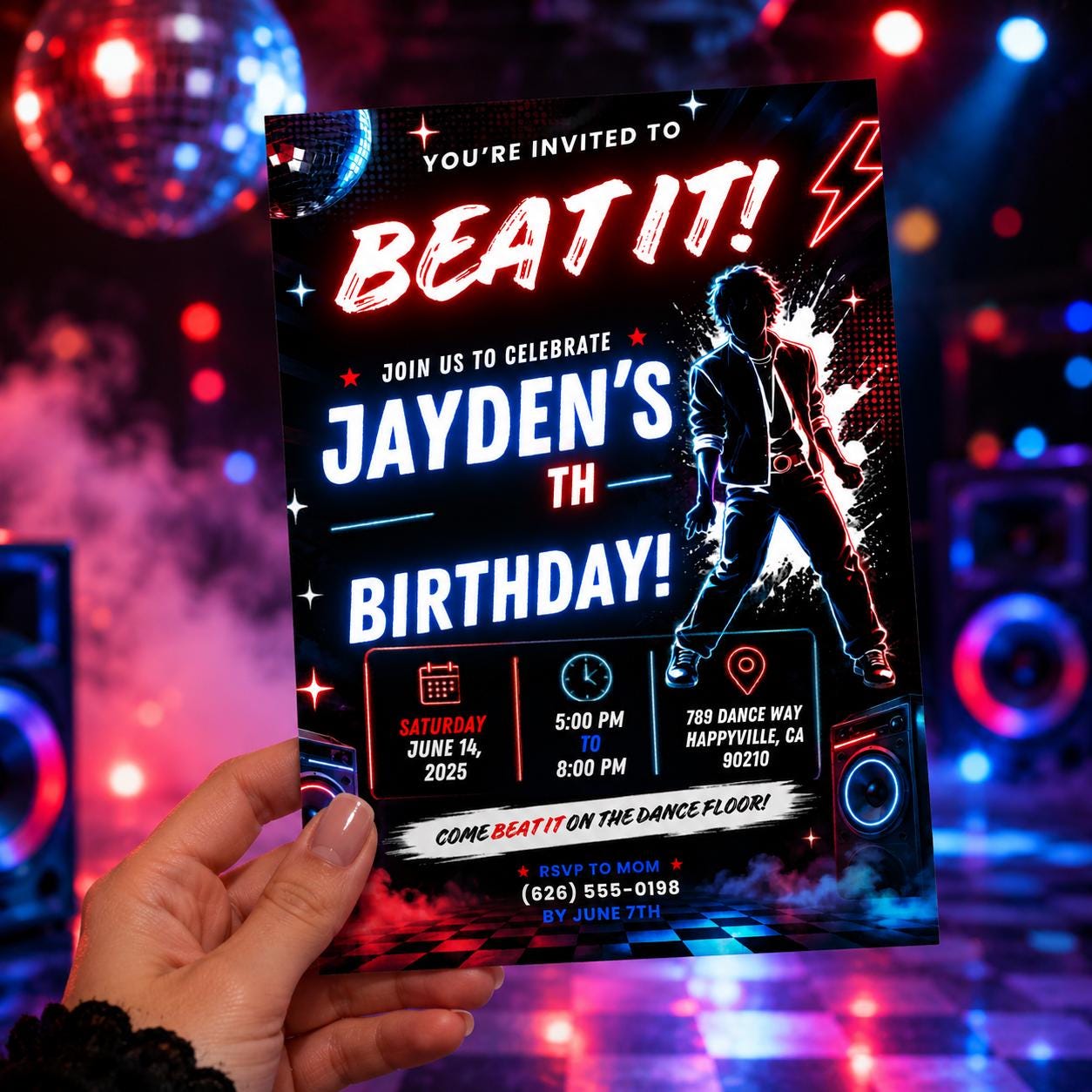 Editable Pop Star Birthday Invitation Canva Template, Cute Modern Fun Themed Custom DIY Sweet Chic Party Invite, Printable Digital Download.