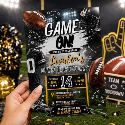Editable Football Birthday Invitation Canva Template, Boys Kids Sport Cute Fun DIY Sweet Chic Teen Party Invite, Printable Digital Download.