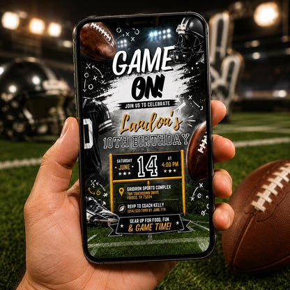 Editable Football Birthday Invitation Canva Template, Boys Kids Sport Cute Fun DIY Sweet Chic Teen Party Invite, Printable Digital Download.