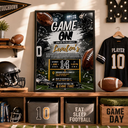 Editable Football Birthday Invitation Canva Template, Boys Kids Sport Cute Fun DIY Sweet Chic Teen Party Invite, Printable Digital Download.