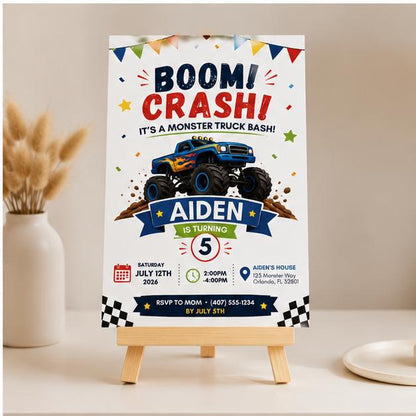 Editable Monster Birthday Invitation Canva Template, Boys Kids Cute Modern Fun DIY Sweet Chic Teen Party Invite, Printable Digital Download.