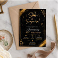 Editable Surprise Birthday Invitation Canva Template, Gold Black Adult Cute Fun DIY Chic Kids Teen Party Invite, Printable Digital Download.