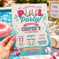 Editable Baseball Pool Birthday Invitation Canva Template, Cream Teens Pool Cute Fun DIY Chic Kids Party Invite, Printable Digital Download.