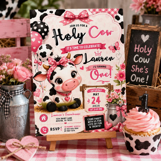 Editable Cowgirl Birthday Invitation Canva Template, Kids Cute Fun DIY Sweet Chic Teen Tween Adult Party Invite, Printable Digital Download.