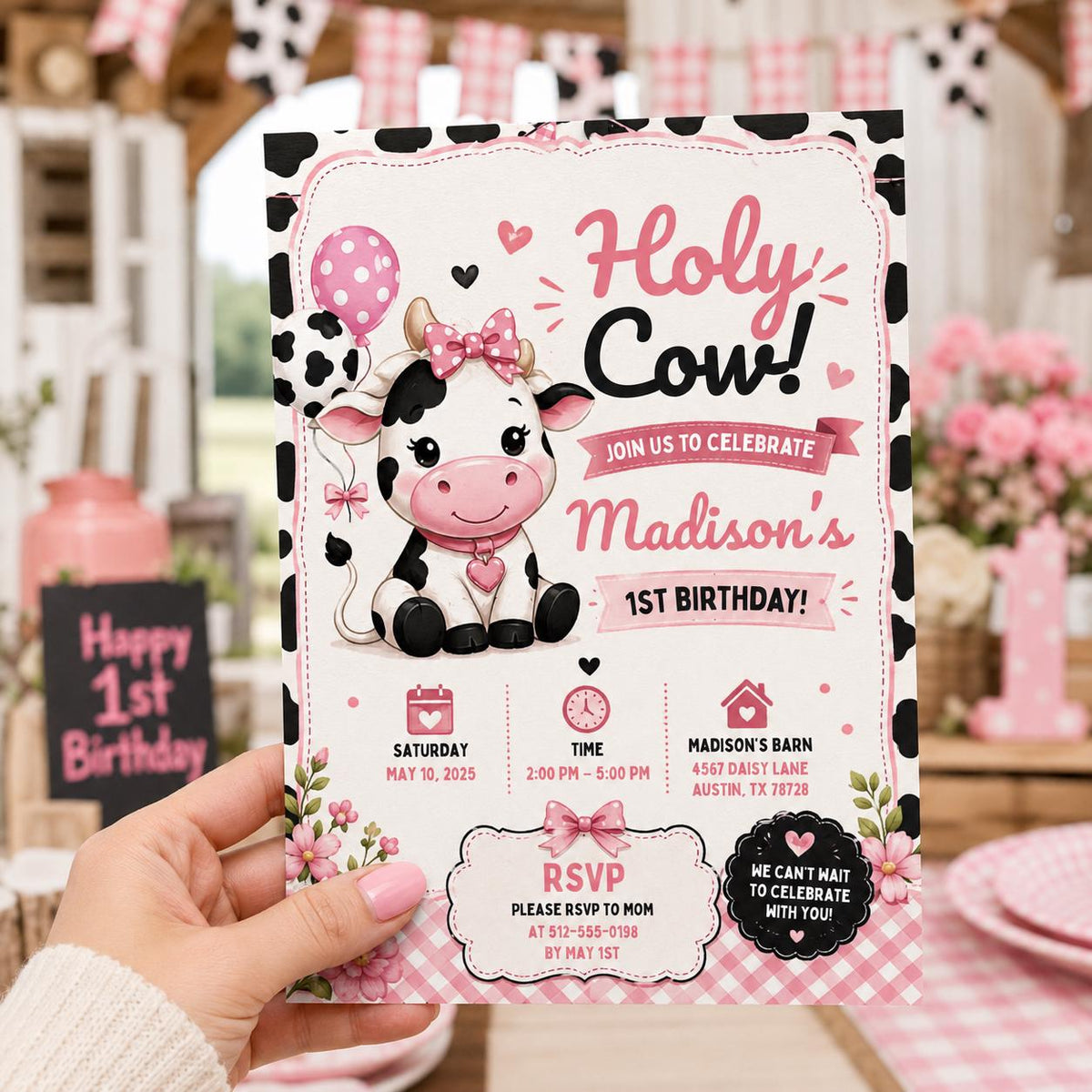 Editable Cowgirl Birthday Invitation Canva Template, Kids Cute Fun DIY Sweet Chic Teen Tween Adult Party Invite, Printable Digital Download.