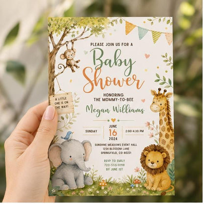 Editable Honey Bear Baby Shower Invitation Canva Template, Girls Kids Bear Cute Fun DIY Sweet Chic Party Invite, Printable Digital Download.
