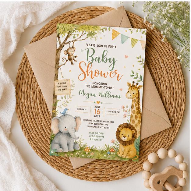 Editable Honey Bear Baby Shower Invitation Canva Template, Girls Kids Bear Cute Fun DIY Sweet Chic Party Invite, Printable Digital Download.