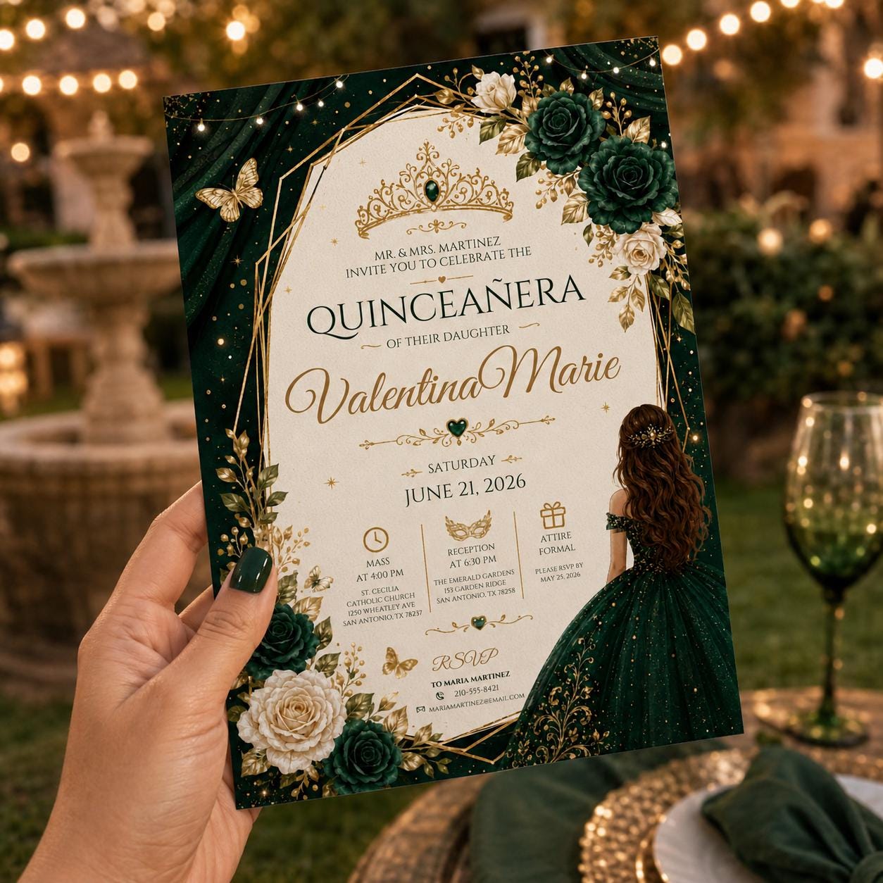 Editable Mis Red Quinceanera Invitation Canva Template, Pink Gold Black Blush Elegant Cute Fun DIY Party Invite, Printable Digital Download.