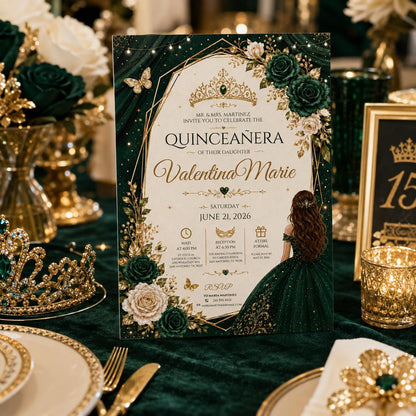 Editable Mis Red Quinceanera Invitation Canva Template, Pink Gold Black Blush Elegant Cute Fun DIY Party Invite, Printable Digital Download.