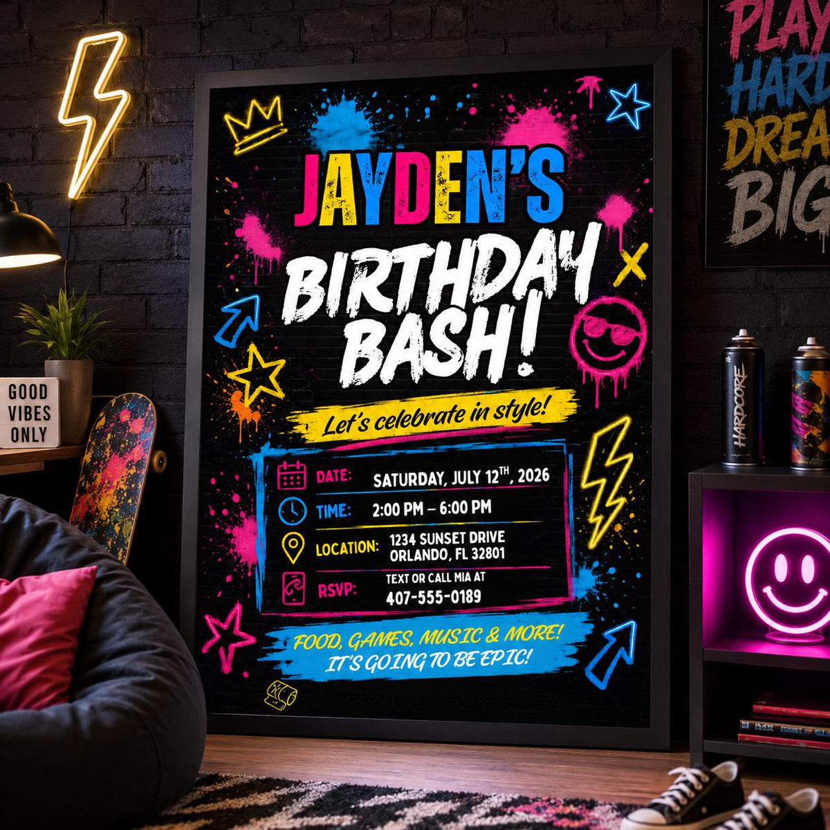 Editable Bruh We End of Year Party Invitation Canva Template, Boys Kids Teens Cute Fun DIY Sweet Chic Teen Tween Printable Digital Download.