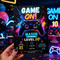 Editable Gamer Birthday Invitation Canva Template, Boys Kids Gamer Cute Modern Fun Themed DIY Chic Party Invite, Printable Digital Download.