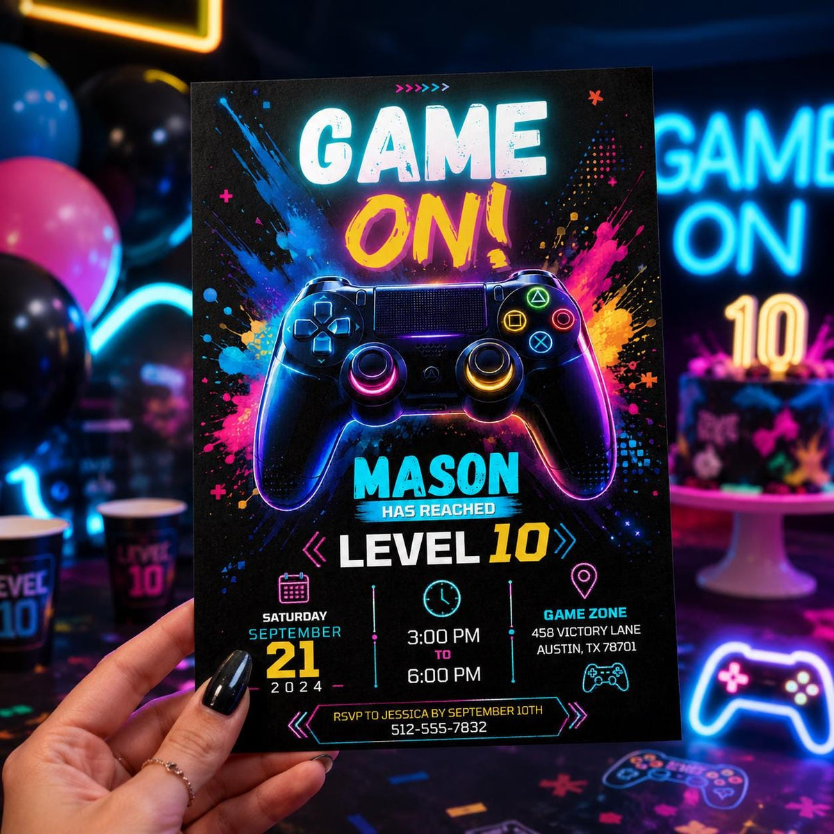 Editable Gamer Birthday Invitation Canva Template, Boys Kids Gamer Cute Modern Fun Themed DIY Chic Party Invite, Printable Digital Download.