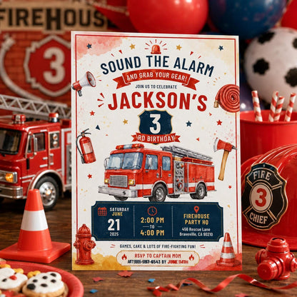 Editable Truck Birthday Invitation Canva Template, Boys Truck Cute Modern Fun Themed DIY Chic Kids Party Invite, Printable Digital Download.