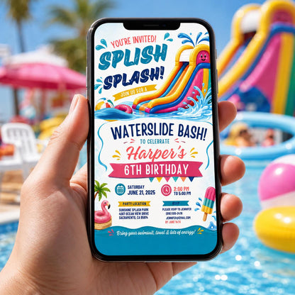 Editable Pool Birthday Invitation Canva Template, Girls Kids Pool Cute Modern Fun Themed DIY Sweet Party Invite, Printable Digital Download.