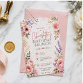 Editable Wildflower Birthday Invitation Canva Template, Pink Boho Floral Girls Cute Modern Fun DIY Party Invite, Printable Digital Download.