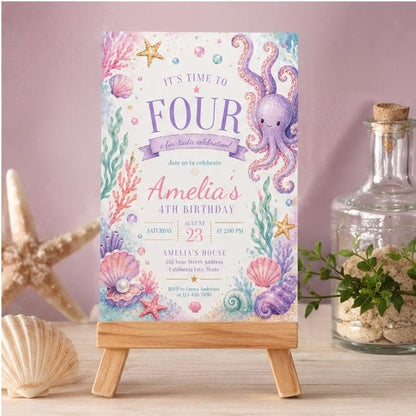Editable Mermaid Birthday Invitation Canva Template, Girls Kids Cute Fun DIY Sweet Chic Teen Tween Party Invite, Printable Digital Download.