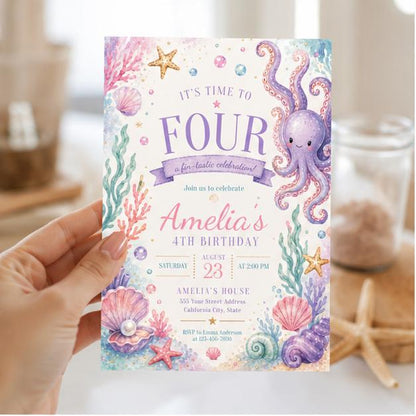 Editable Mermaid Birthday Invitation Canva Template, Girls Kids Cute Fun DIY Sweet Chic Teen Tween Party Invite, Printable Digital Download.