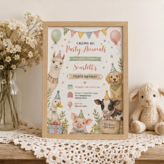 Editable Safari Jungle Birthday Invitation Canva Template, Neon Cute Kids Safari Fun DIY Chic Teen Party Invite, Printable Digital Download.