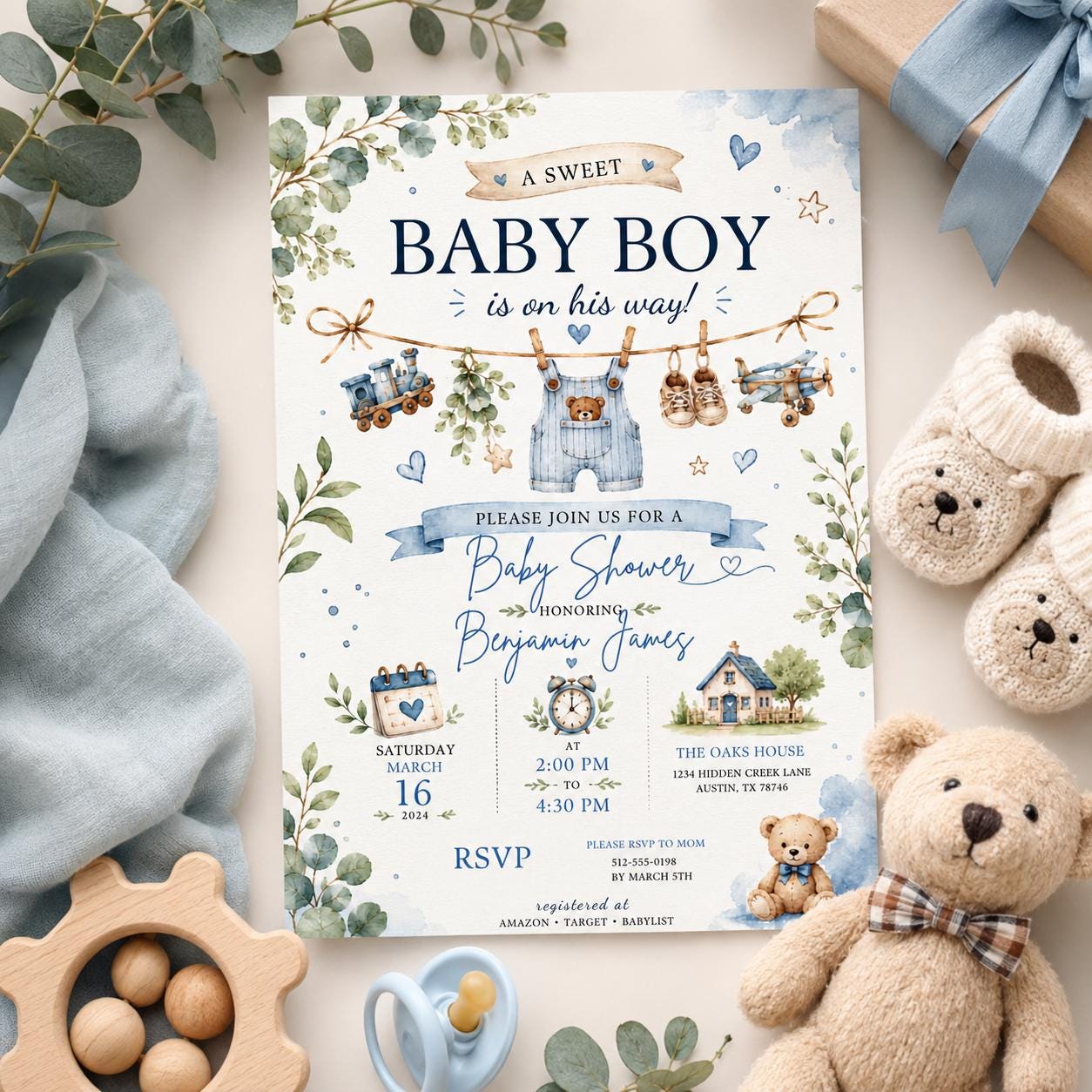Editable Fishing Birthday Invitation Canva Template, Boys Kids Cute Modern Fun DIY Sweet Chic Teen Party Invite, Printable Digital Download.
