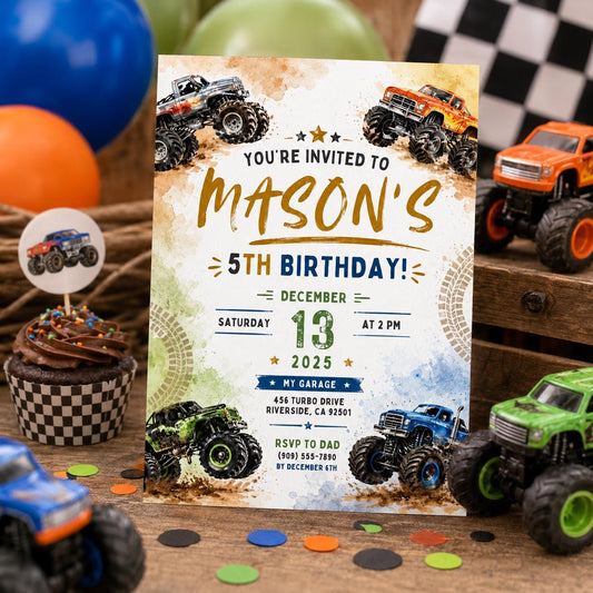 Editable Monster Birthday Invitation Canva Template, Kids Cute Fun DIY Sweet Chic Teen Tween Adult Party Invite, Printable Digital Download.