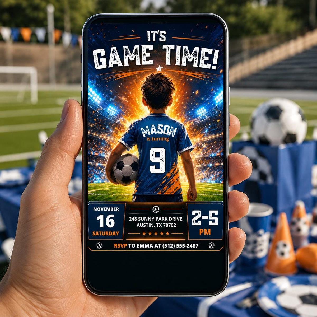 Editable Football Birthday Invitation Canva Template, Boys Sport Cute Fun DIY Sweet Chic Kids Teen Party Invite, Printable Digital Download.
