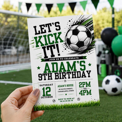 Editable Football Birthday Invitation Canva Template, Boys Kids Cute Fun DIY Sweet Chic Teen Tween Party Invite, Printable Digital Download.