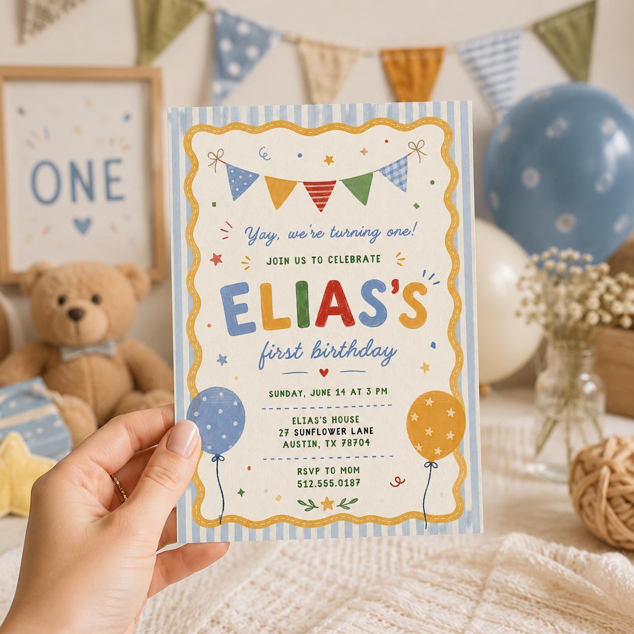 Editable It Fun to Be Birthday Invitation Canva Template, Boys Kids Cute Modern Fun DIY Sweet Chic Party Invite, Printable Digital Download.