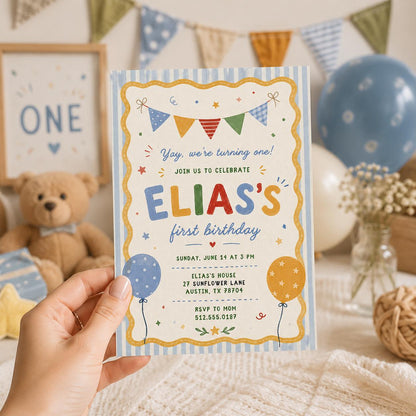 Editable It Fun to Be Birthday Invitation Canva Template, Boys Kids Cute Modern Fun DIY Sweet Chic Party Invite, Printable Digital Download.