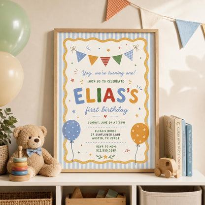 Editable It Fun to Be Birthday Invitation Canva Template, Boys Kids Cute Modern Fun DIY Sweet Chic Party Invite, Printable Digital Download.