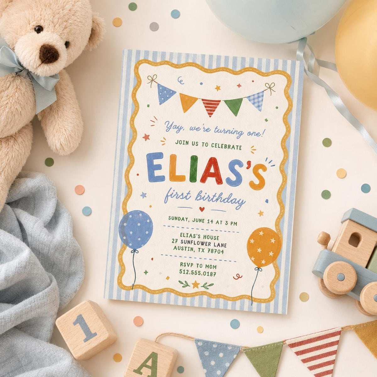 Editable It Fun to Be Birthday Invitation Canva Template, Boys Kids Cute Modern Fun DIY Sweet Chic Party Invite, Printable Digital Download.