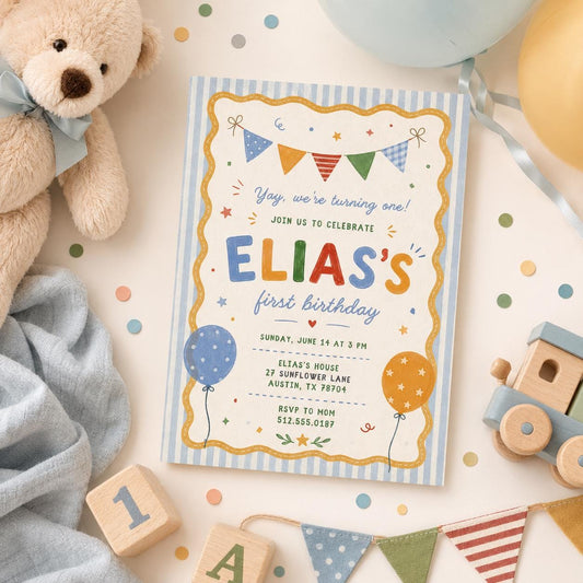 Editable It Fun to Be Birthday Invitation Canva Template, Boys Kids Cute Modern Fun DIY Sweet Chic Party Invite, Printable Digital Download.