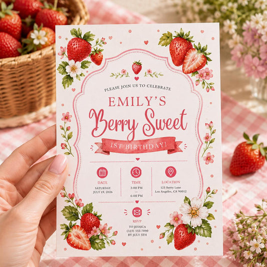 Editable Sweet Treats Birthday Invitation Canva Template, Pink Girls Kids Cute Modern Fun DIY Chic Party Invite, Printable Digital Download.