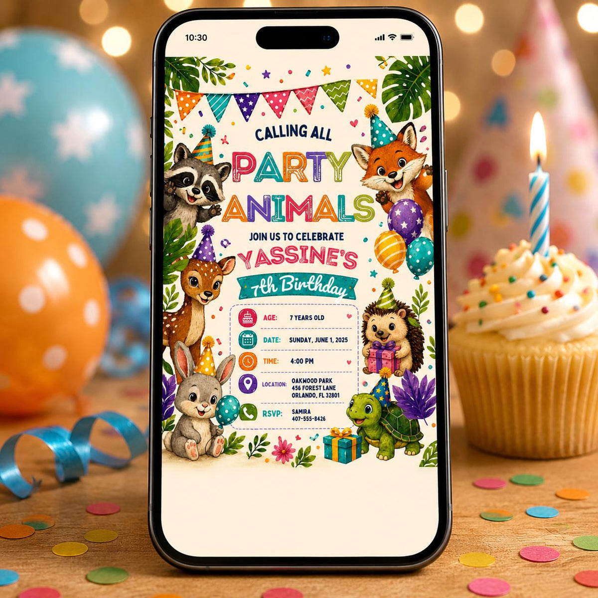 Editable Safari Jungle Birthday Invitation Canva Template, Neon Cute Kids Safari Fun DIY Chic Teen Party Invite, Printable Digital Download.