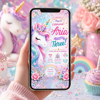 Editable Princess Birthday Invitation Canva Template, Pastel Girls Kids Cute Modern Fun Themed DIY Party Invite, Printable Digital Download.