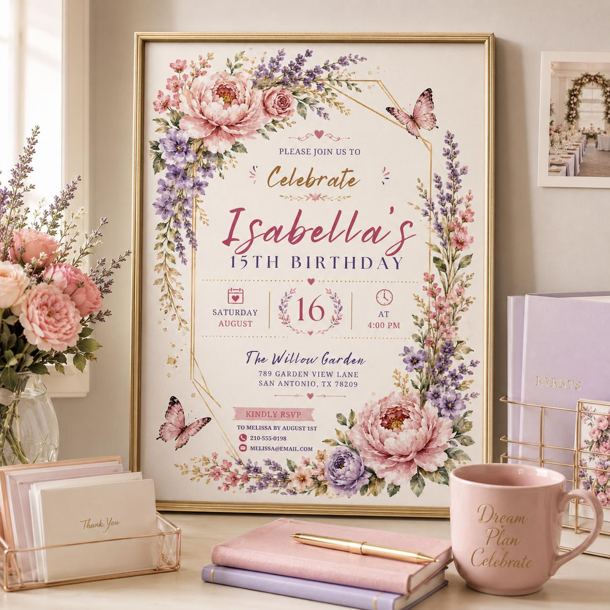 Editable Floral Birthday Invitation Canva Template, Kids Floral Cute Fun DIY Sweet Chic Teen Tween Party Invite, Printable Digital Download.
