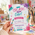 Editable Art Paint Birthday Invitation Canva Template, Girls Cute Modern Fun Themed DIY Sweet Chic Party Invite, Printable Digital Download.