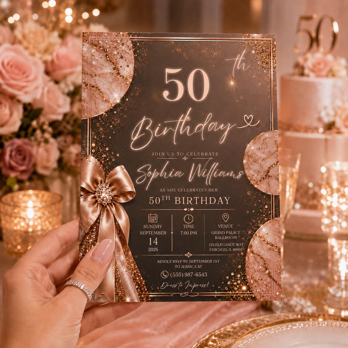 Editable Rustic Birthday Invitation Canva Template, Gold Brown Girls Adult Cute Fun DIY Sweet Chic Party Invite, Printable Digital Download.