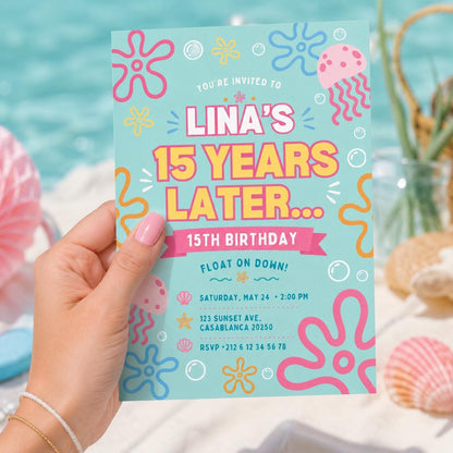 Editable Sponge Under the Sea Birthday Invitation Canva Template, Cute Modern Fun Themed DIY Sweet Party Invite, Printable Digital Download.