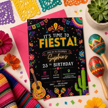 Editable Floral Birthday Invitation Canva Template, Black Floral Cute Fun DIY Sweet Chic Kids Teen Party Invite, Printable Digital Download.