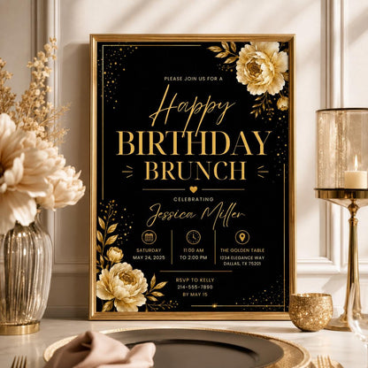 Editable Wildflower Birthday Invitation Canva Template, Pink Boho Floral Girls Cute Modern Fun DIY Party Invite, Printable Digital Download.