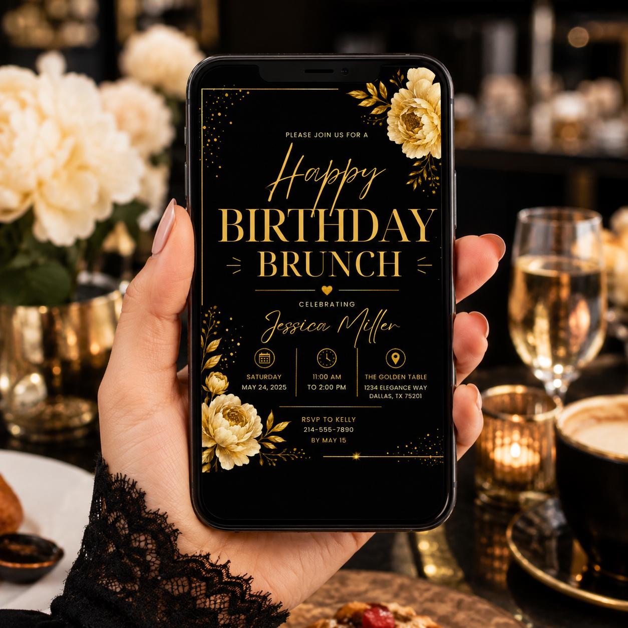 Editable Wildflower Birthday Invitation Canva Template, Pink Boho Floral Girls Cute Modern Fun DIY Party Invite, Printable Digital Download.