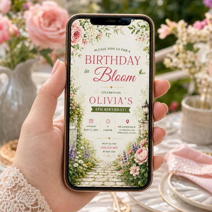 Editable Wildflower Baby Shower Invitation Canva Template, Kids Cute Fun DIY Sweet Chic Teen Tween Party Invite, Printable Digital Download.