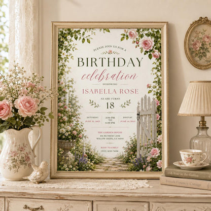 Editable Tea Birthday Invitation Canva Template, Girls Kids Tea Cute Fun DIY Sweet Chic Teen Tween Party Invite, Printable Digital Download.