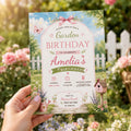 Editable Garden Birthday Invitation Canva Template, Floral Girls Cute Fun DIY Sweet Chic Kids Teen Party Invite, Printable Digital Download.